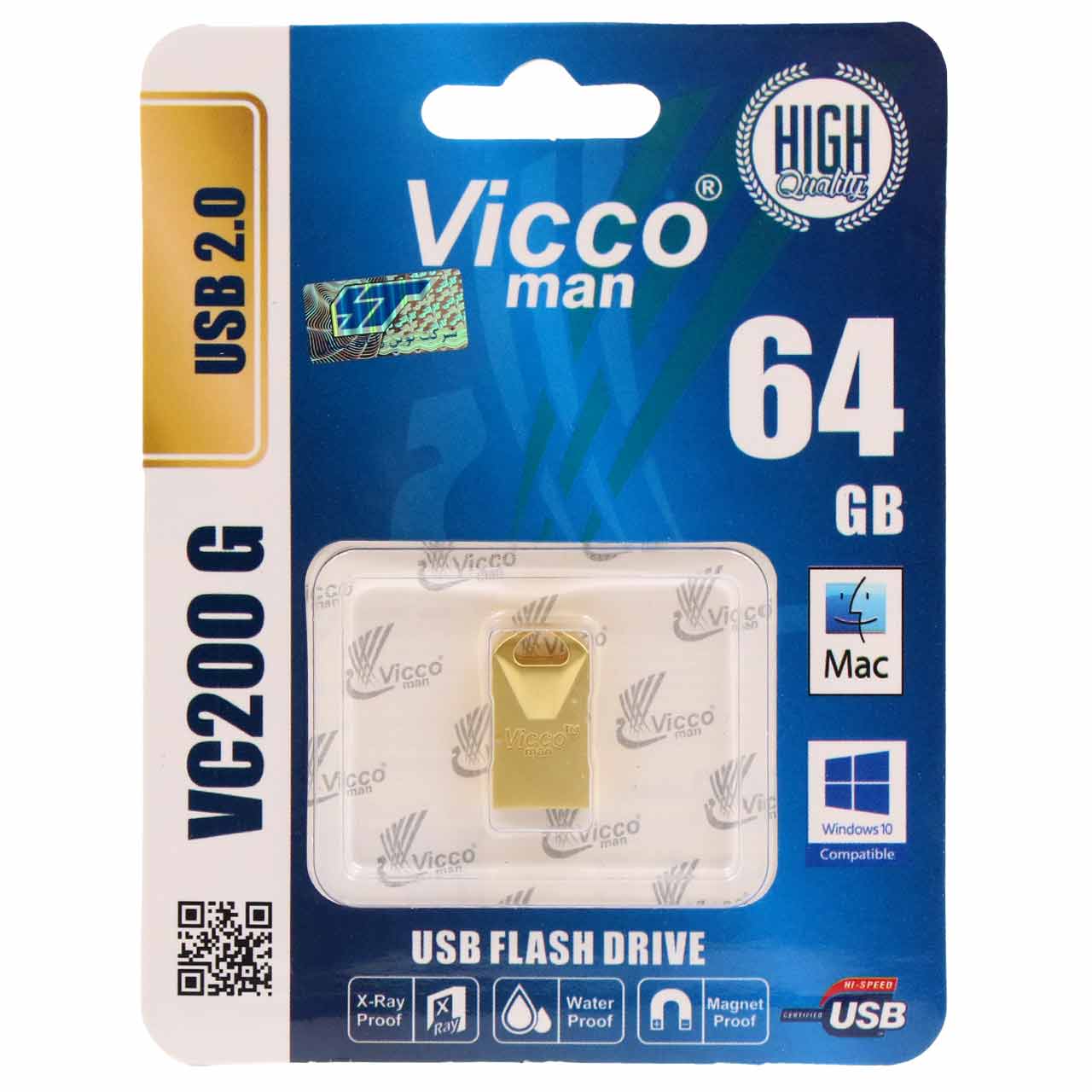(گارانتی مادام‌العمر رایانه نوین سگال) طلایی Vicco man VC200 G USB2.0 Flash Memory - 64GB